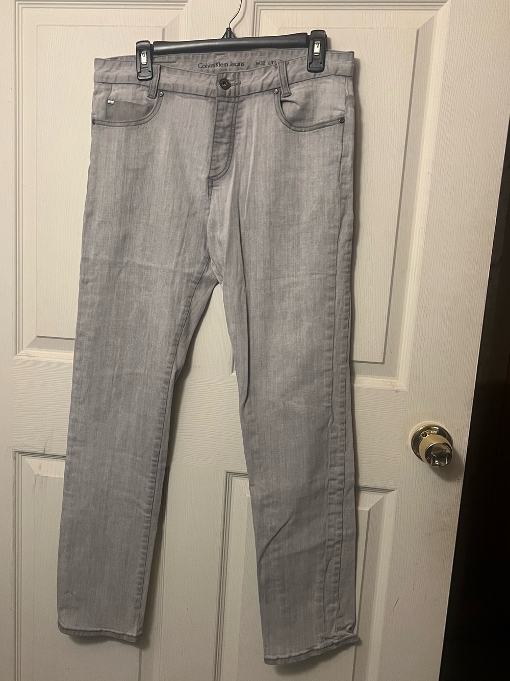 Calvin Klein Men's Straight Jeans in Light Grey Wash